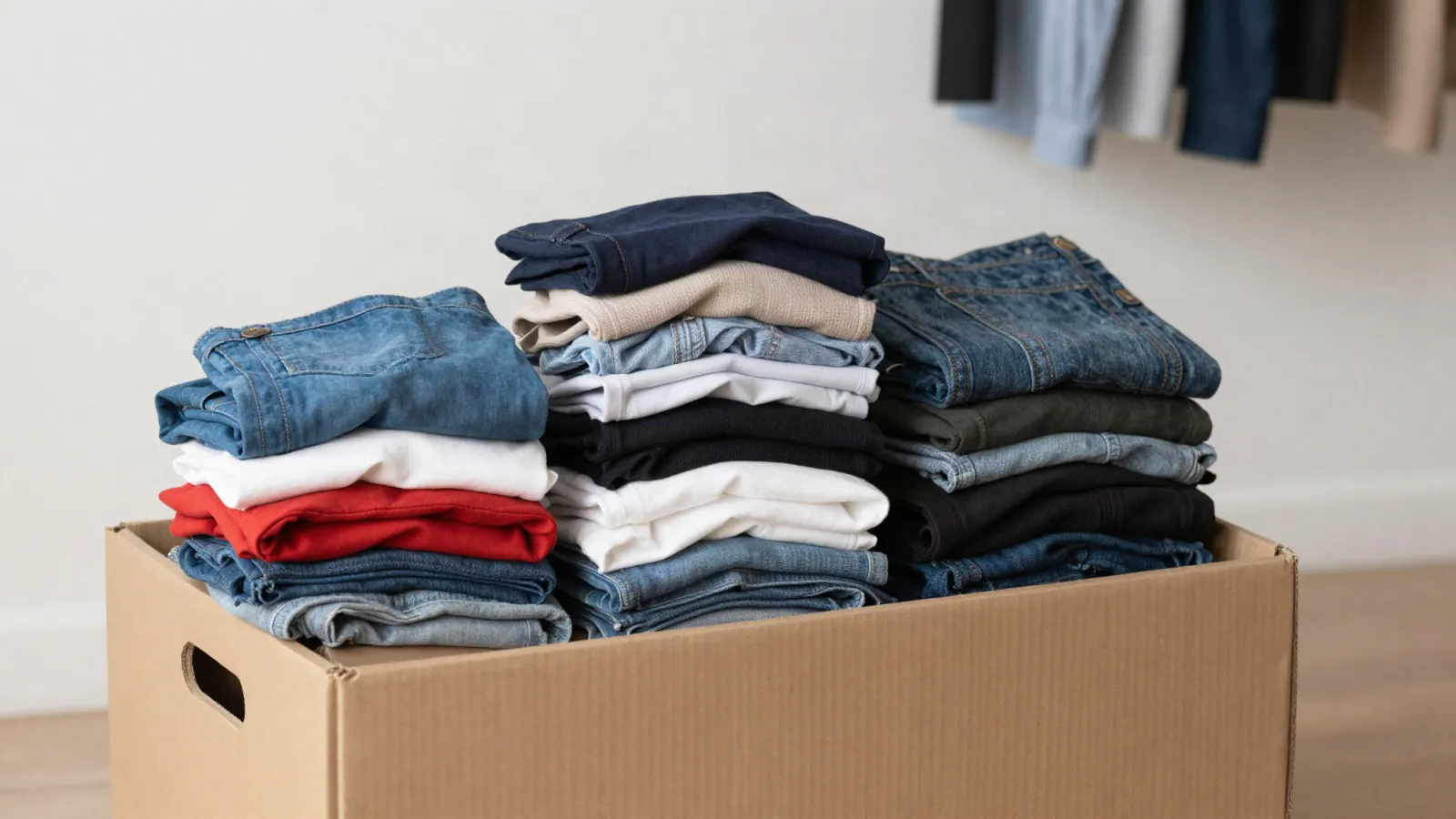 Tri de vêtements avec une boîte de don